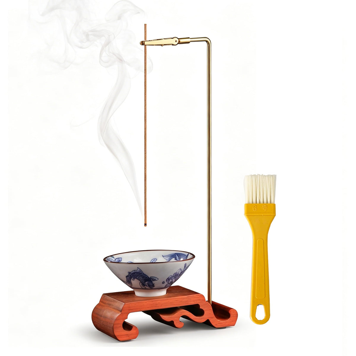 Upside Down Incense Holder Blue White Bowl (White)