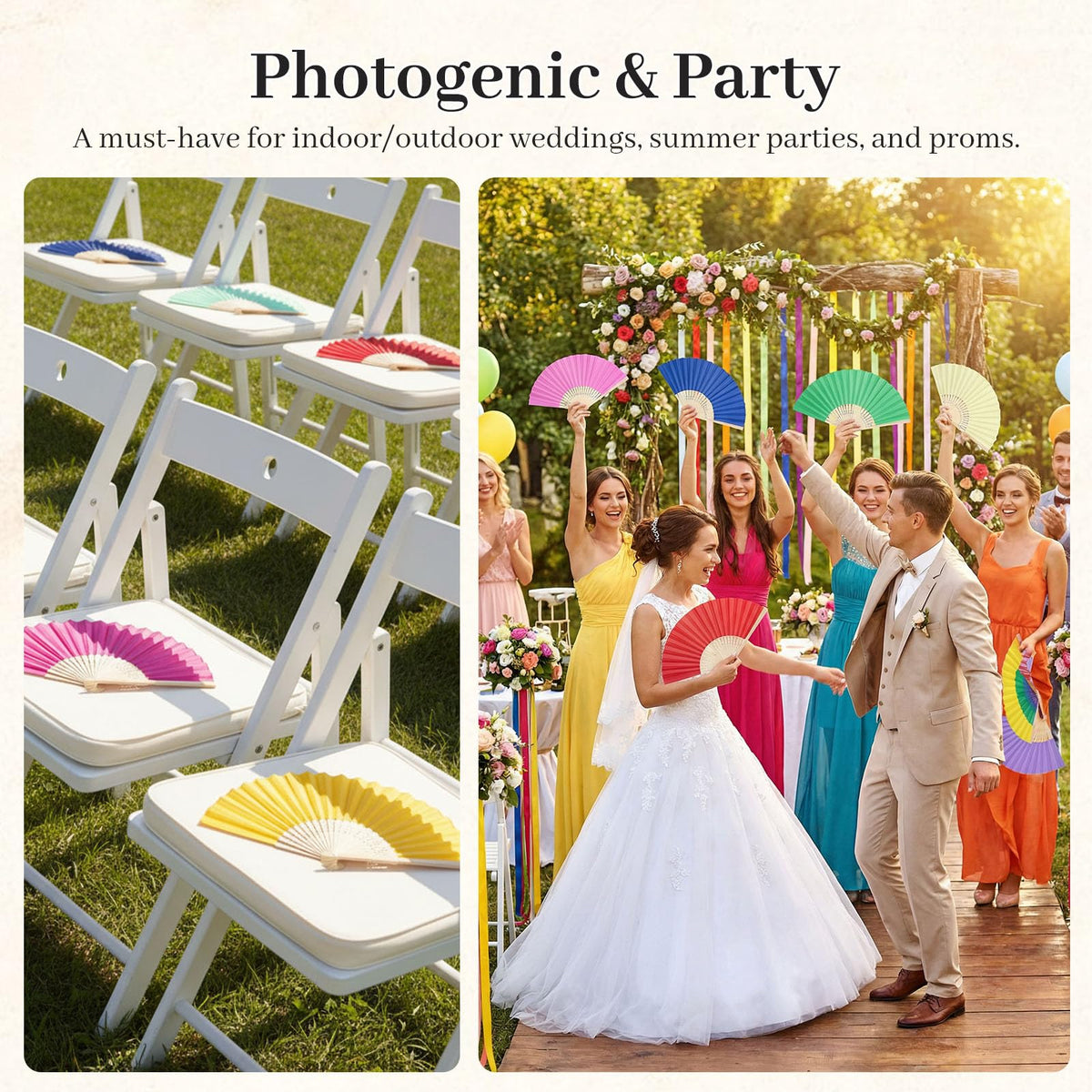 15 PCS Paper Folding Hand Fans (Multicolored)