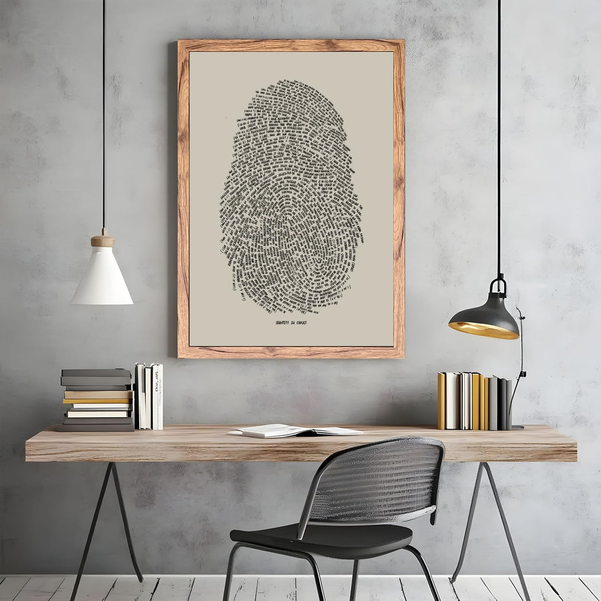 Wood Frame Christian Wall Art Identity in Christ Thumbprint Canvas Art Prints Inspirational Bible Verse Wall Decor Sketch Faith Poster Religious Decor Pictures for Bedroom Living Room 12x16inch (12"L x 16"W / style-1 Wood Framed)