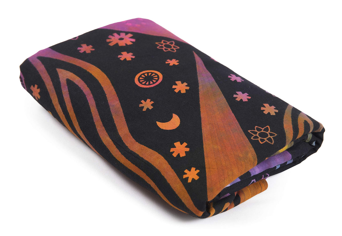 Indian Burning Sun Hippie Mandala Window Curtains (25"W x 74"L (Pack of 2) / Purple Tie Dye)