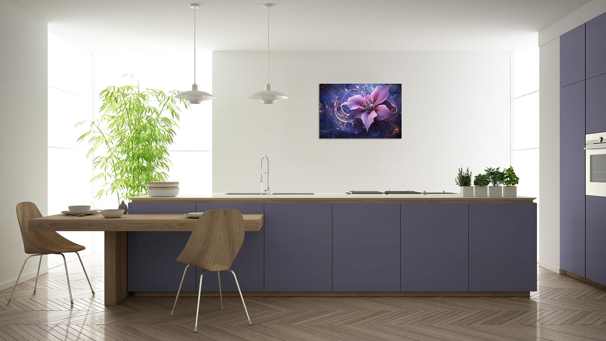 1 Panel Purple Picture Wall Art Purple Canvas Wall Art Abstract Purple Flower Print on Canvas Purple Flower Painting for Bedroom Home Decor Living Room Stretched and Framed 12x18 inch (18"L x 12"W / Purple Flower 2)