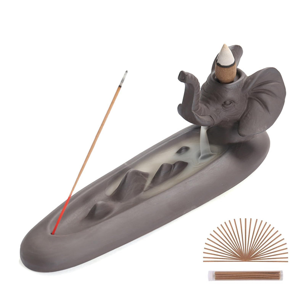 Elephant Incense Holder (Elephant(8'' L x 3.4'' H))