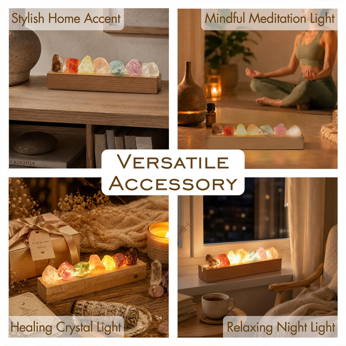 Healing Crystal Night Light (Rechargeable-7 chakral stones)