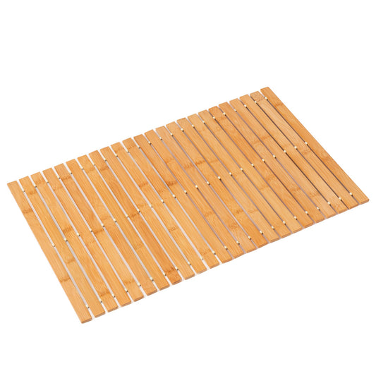 Bamboo Bath Mat Bathroom Rugs Floor Wood Shower Bathtub Waterproof Non Slip Accessories 16x24 Inch Easy to Clean (Natural Bamboo / 16x24 Inch-1 pc)