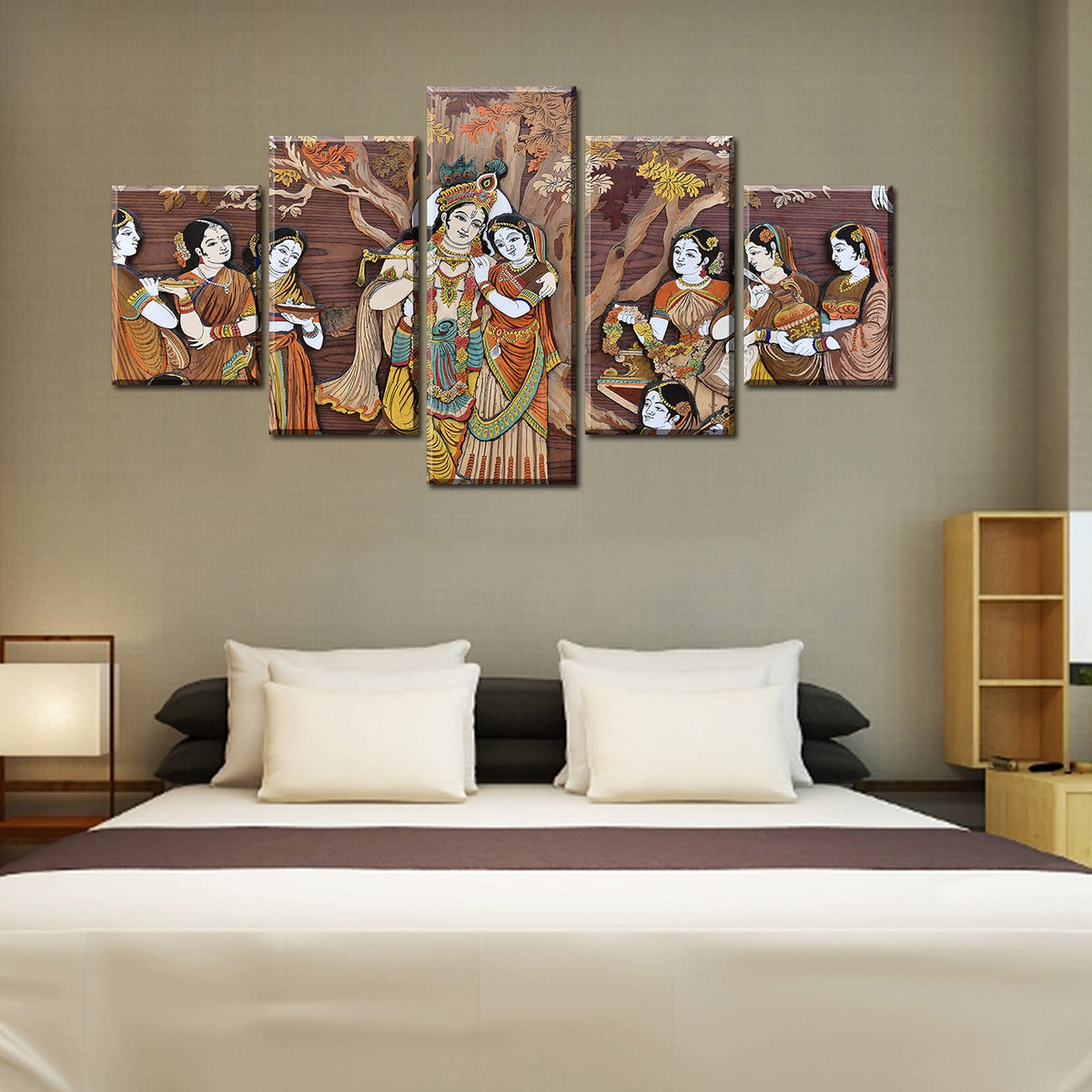 Radha Krishna Canvas Wall Art (60"W x 32"H / Indian Buddha-2)