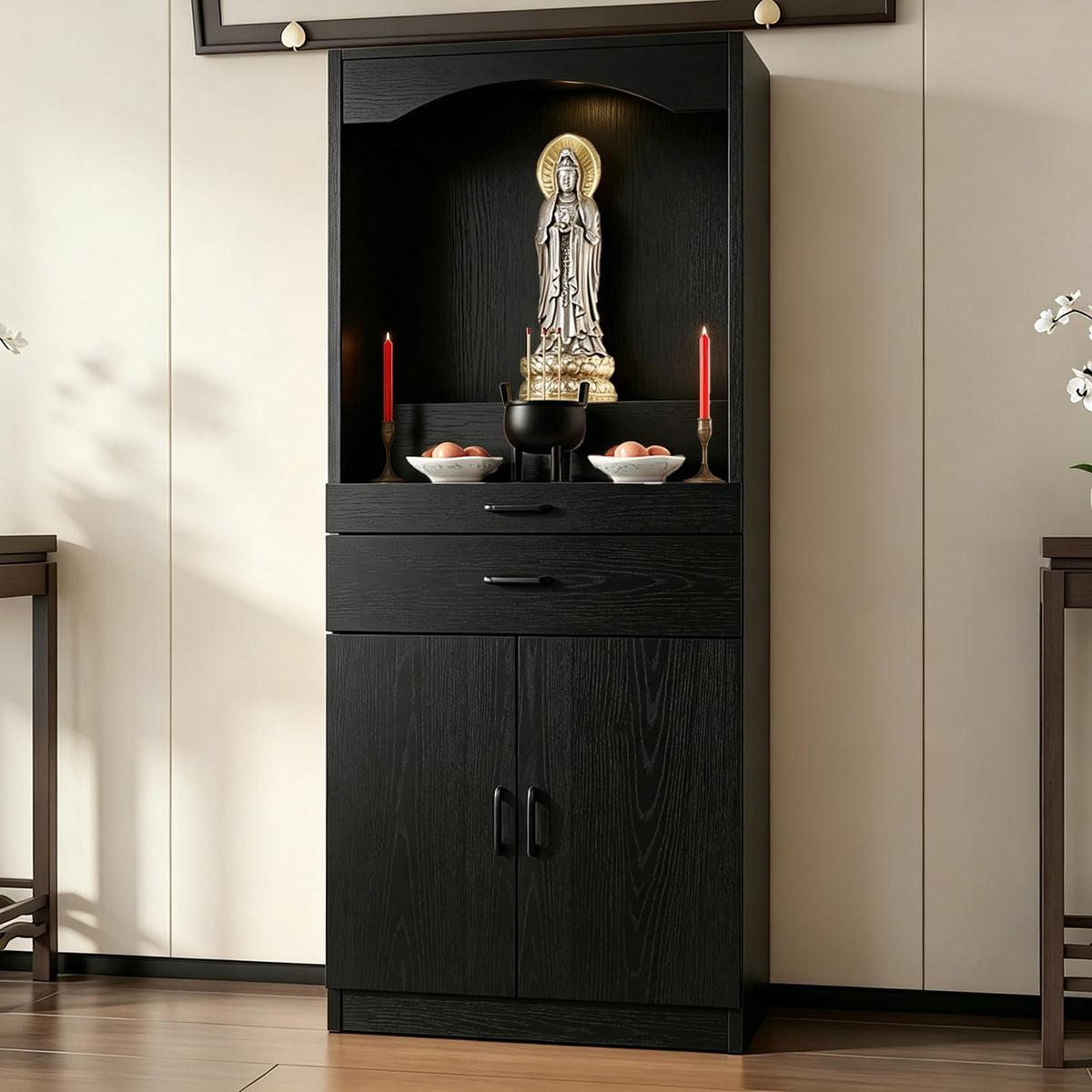 Solid Wood Altar Table (Black / 31.5" x 15.7" x 65.4")