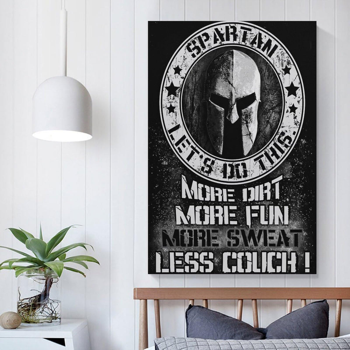Spartan Law Never Retreat Never Surrender Warrior Shield Spear Canvas Printing Wall Art Prints Wall Decor Posters Motivational Greek Soldier Living Room Bedroom Office Gym 12x18inch (style-24 / 12x18inch(30x45cm) Unframe)