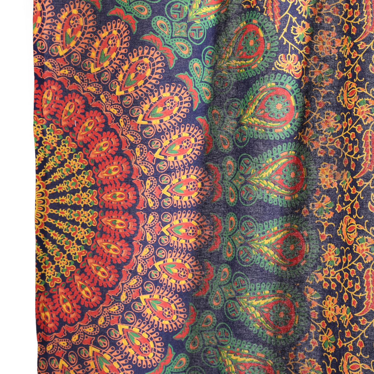 Indian Hippie Bohemian Beautiful Peacock Blue Multi Color Mandala Sheer Curtain Panels (Blue Multi Color / 18"W x 32"L (Pack of 2))