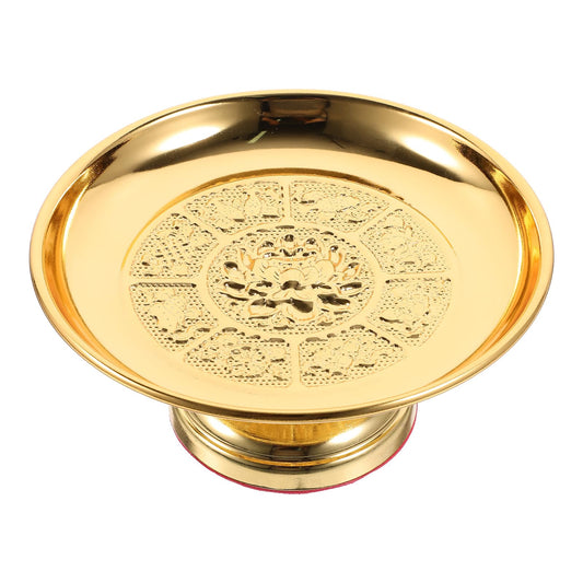 Lotus Fruit Plate Tribute Storage Tray 5.90X5.90X2.59In Decorative Offering Plate for Buddhist Ceremony Home D Cor (Golden / 15X15CM)