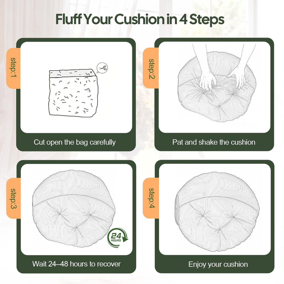 Meditation Cushion (Green / 6'' Thick Oval)