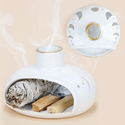 3 in 1 Incense Holder for Palo Santo Sticks Sage Incense (Moon Phase)