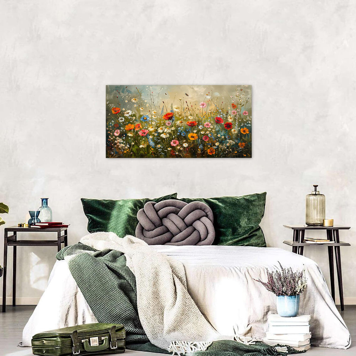 Colorful Wildflower Wall Art Farmhouse Flower Picture Wall Decor for Living Room Rustic Daisy Poppy Posters Watercolor Nature Botanical Prints Floral Meadow Artwork Bedroom Bathroom Decoration 20x40" (40"L x 20"W / Wildflowers)