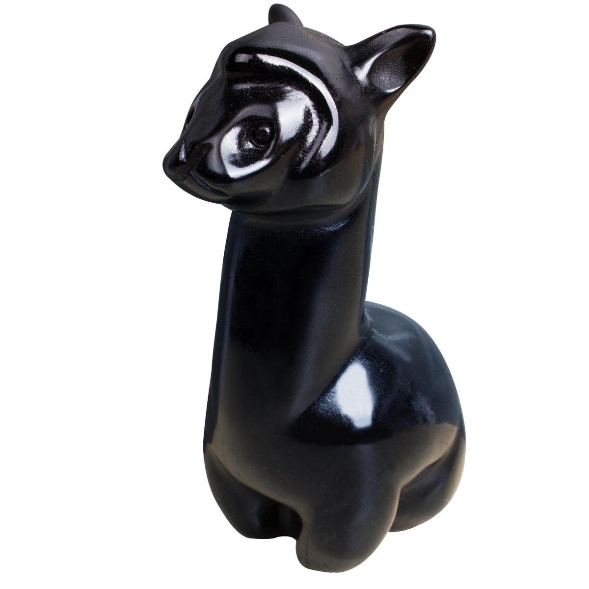 2.1 inch Hand Carved Natural Black Obsidian Alpaca Statue Sparkling Desk Charm for Kitchen Serenity Zen Office Guardian Stress Relief Companions Statue Crystal Home Decor (Obsidian Alpaca)