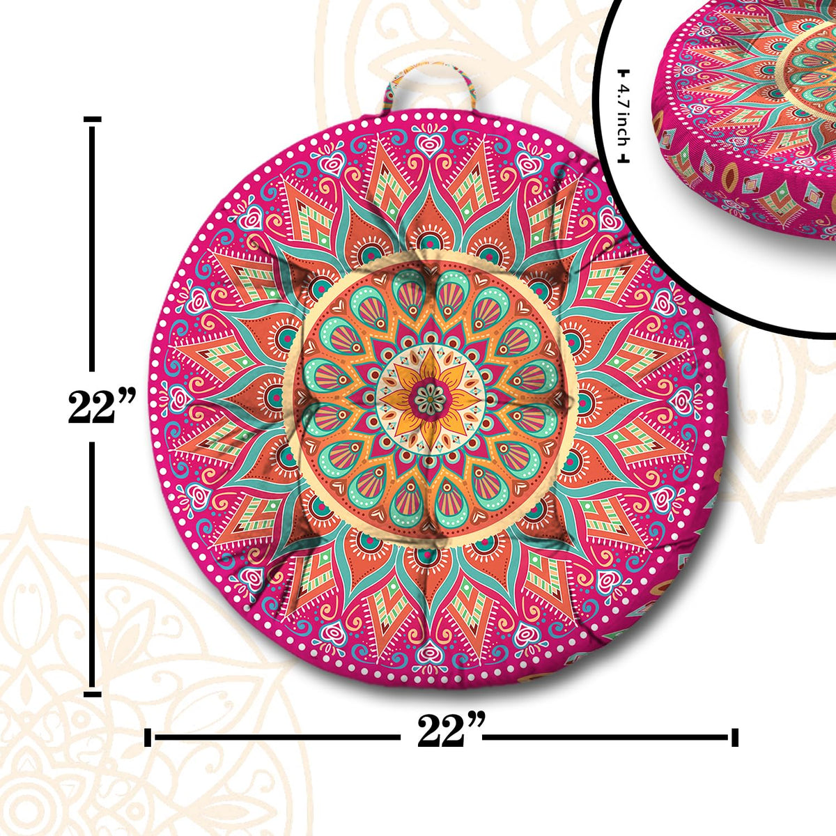 Mandala Meditation Cushion (06.mandala Meditation Cushion-2 / 22x22 inch round)