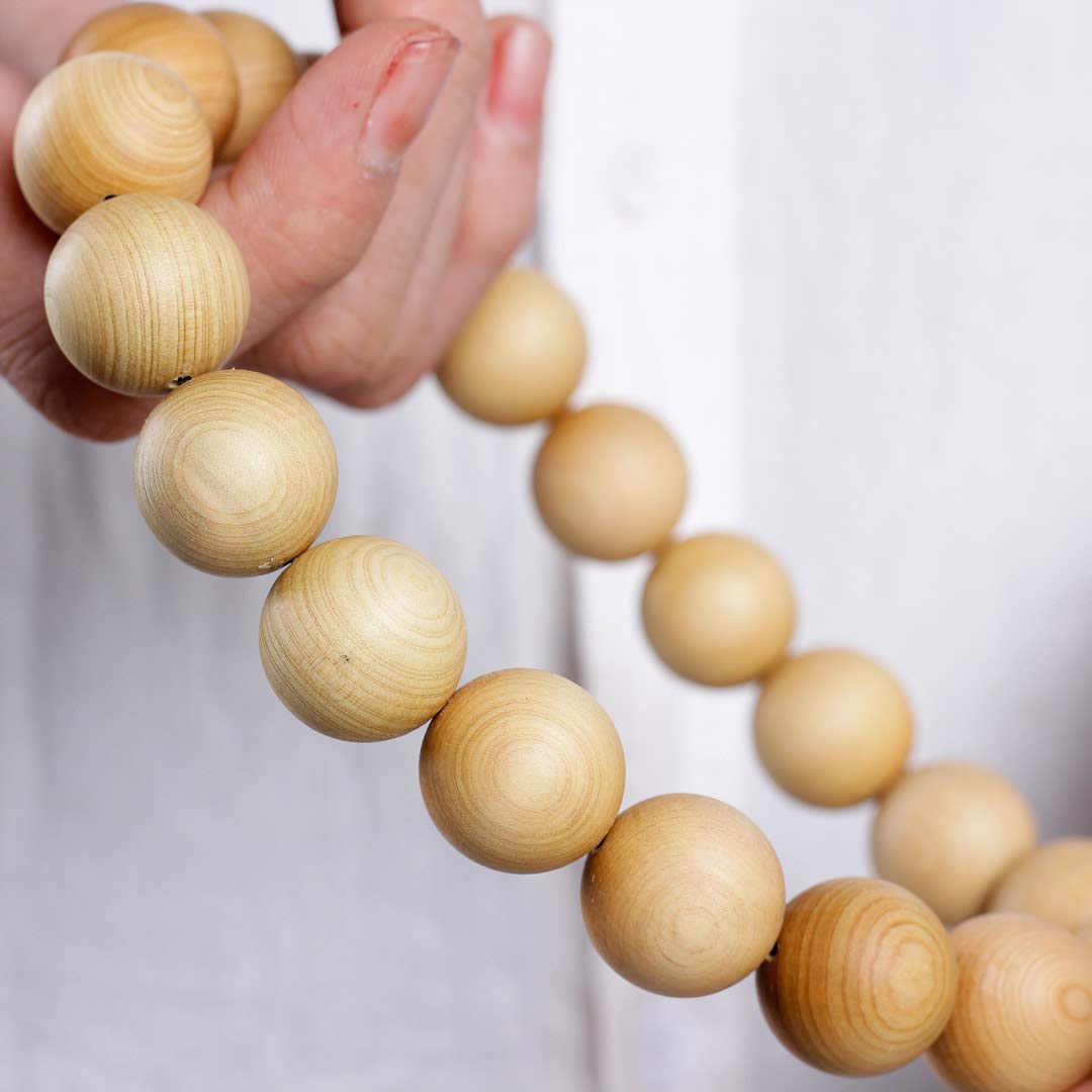 Unisex Thuja Sutchuenensis Wood Beads Wooden Bracelet Necklace Prayer Mala Wristband Bracelet (20mm 21 Beads)
