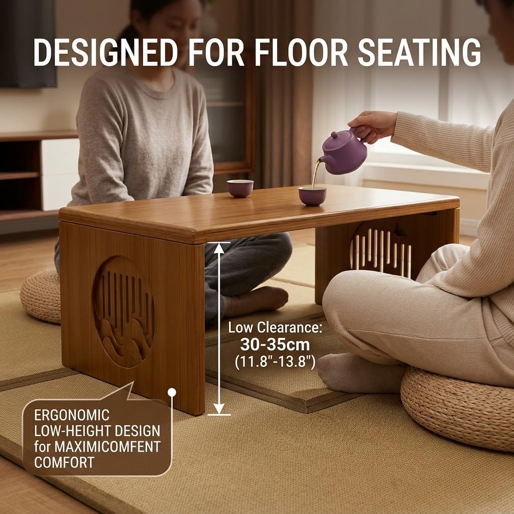 Japanese Floor Table (Tray + Coaster(4ps) + Table (80cm))