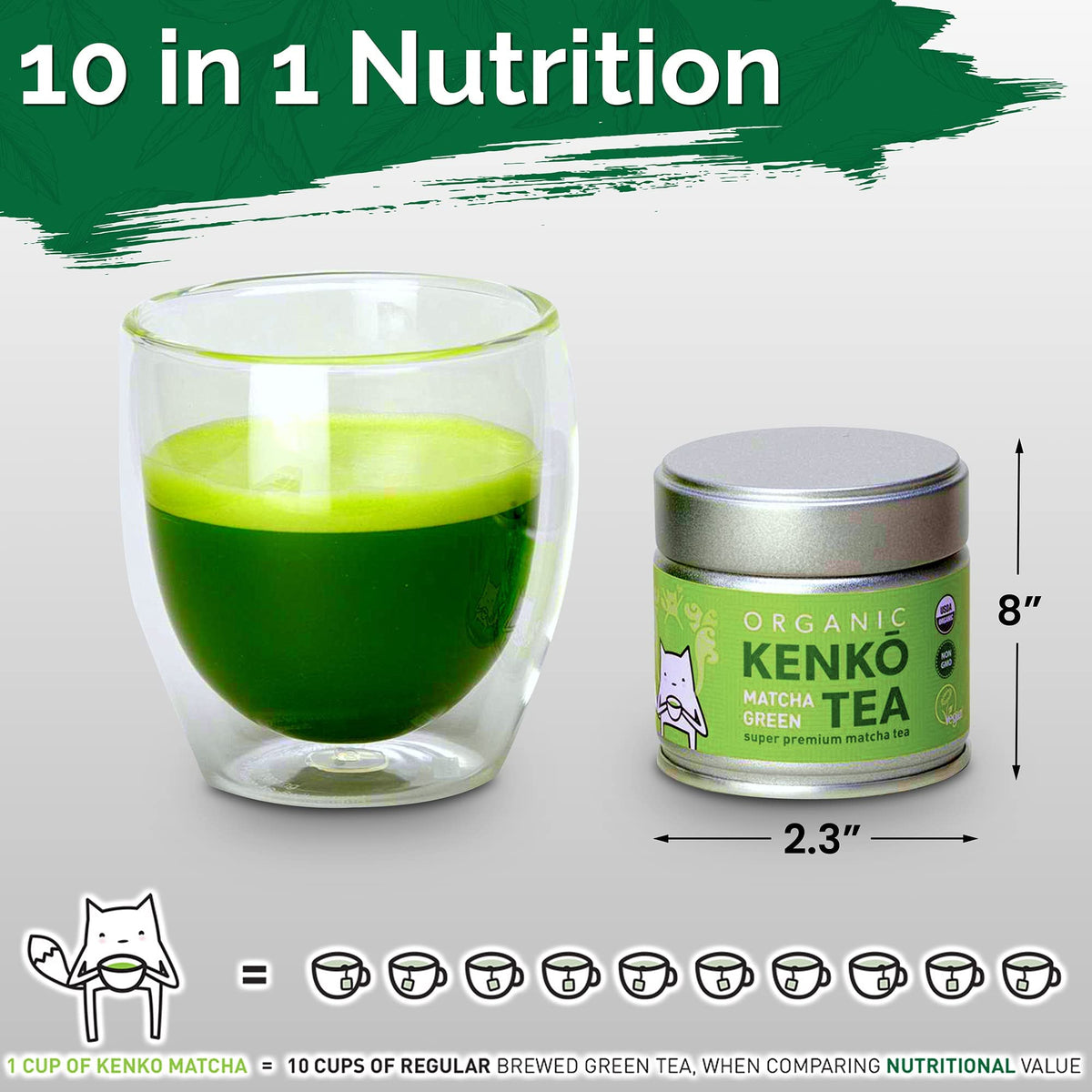 KENKO Matcha Green Tea Powder [USDA Organic] Highest Ceremonial Grade (1 Ounce (Pack of 1))