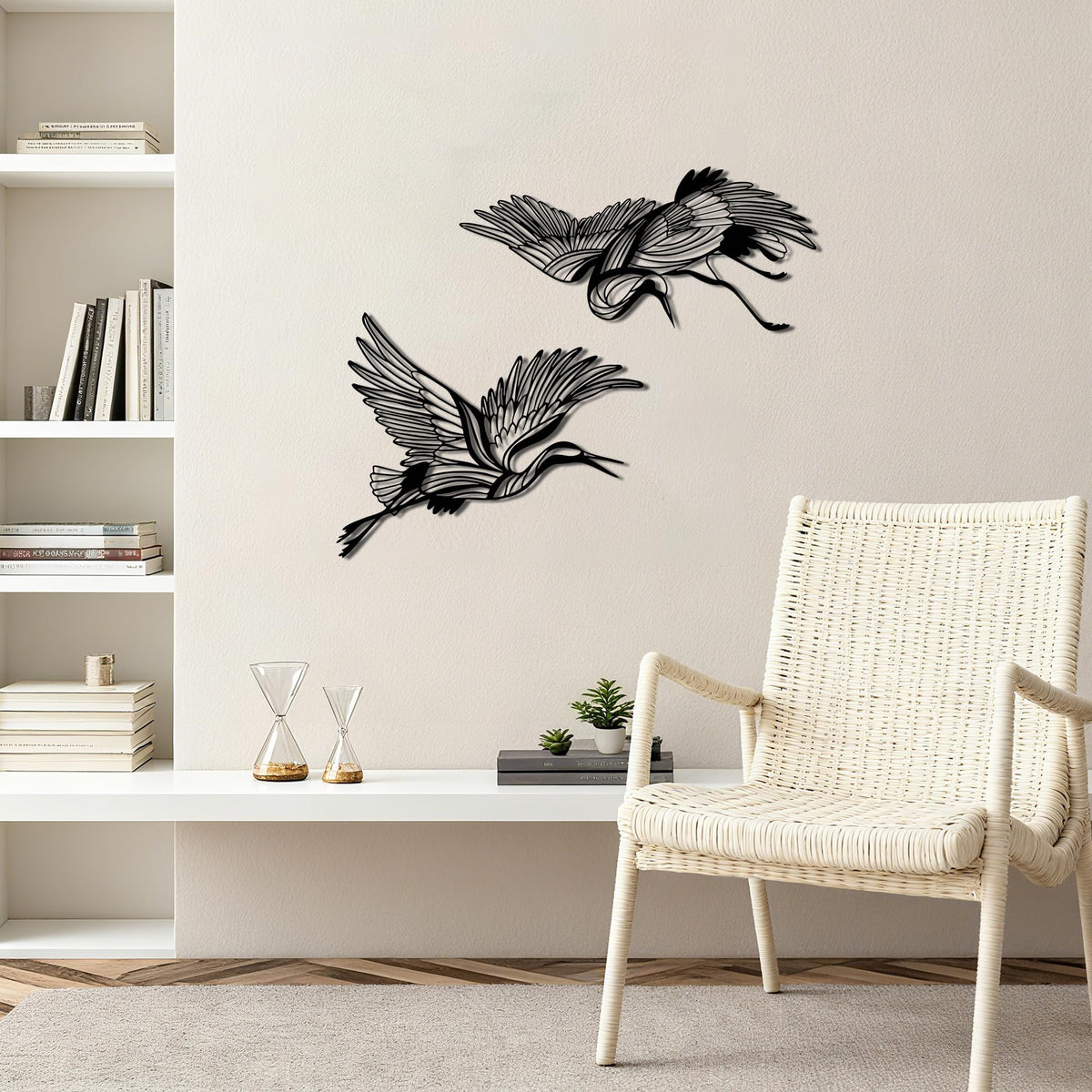 Large Flying Cranes Metal Wall Art (Soaring Flight-L)
