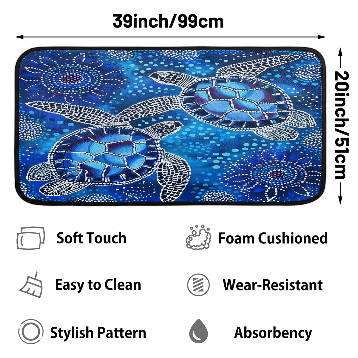 Turtle Kitchen Rugs Kitchen Mats Non Slip Floor Mat (Color 22)