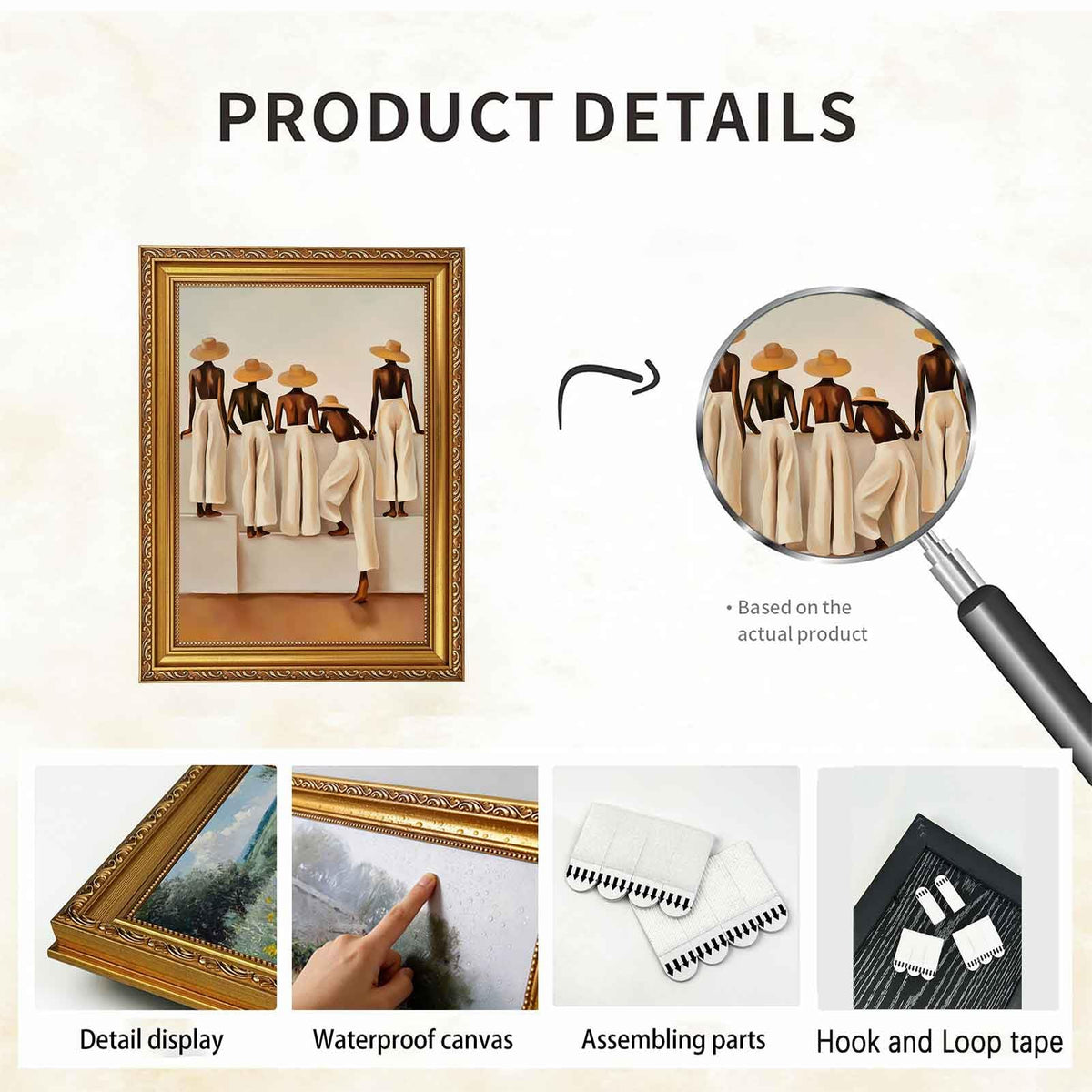 African Black Girl Canvas Wall Art Framed Abstract Fashionable WomanDecor Picture Modern Black White Brown Luxury Bedroom Living Poster Prints for Study Office Corridor Room Resort Home Decoration (Fashion / 16"L x 12"W)