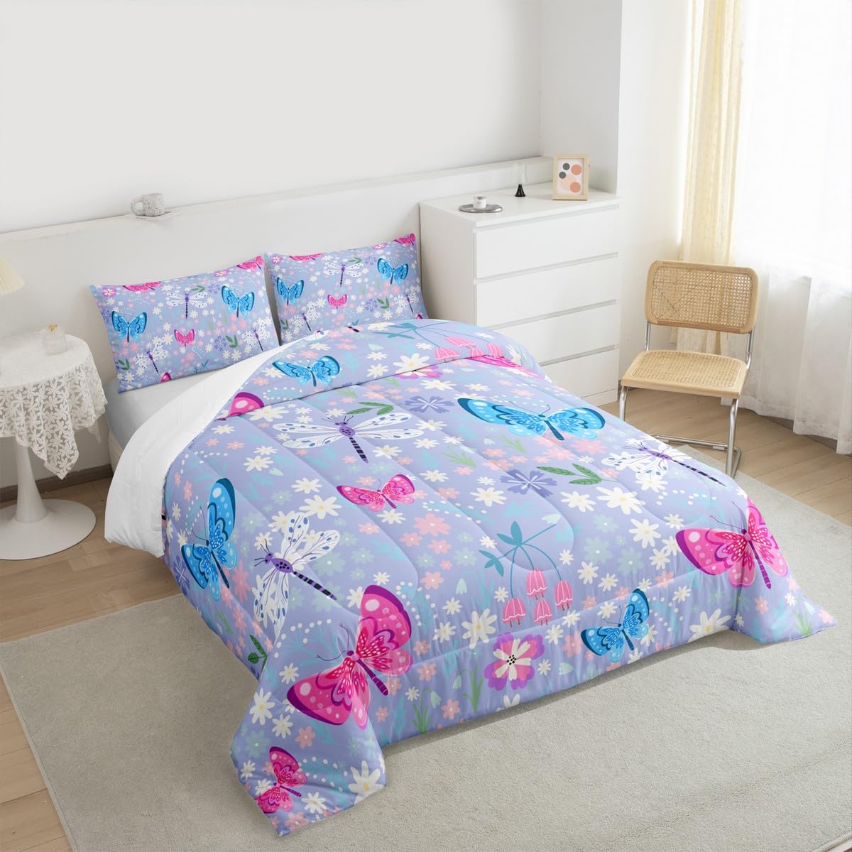 Butterfly Comforter Set Full Size for Kids Boys Girls (Multi 812 / Full)