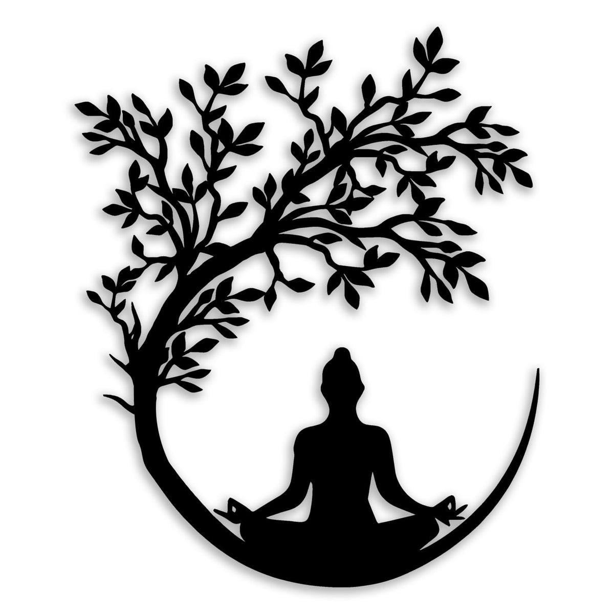 Tree of Life and Buddha Metal Wall Decor (Black)