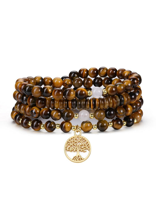 108 Mala Beads Bracelet 6mm Tiger Eye Gemstone Necklace (Tiger Eye)