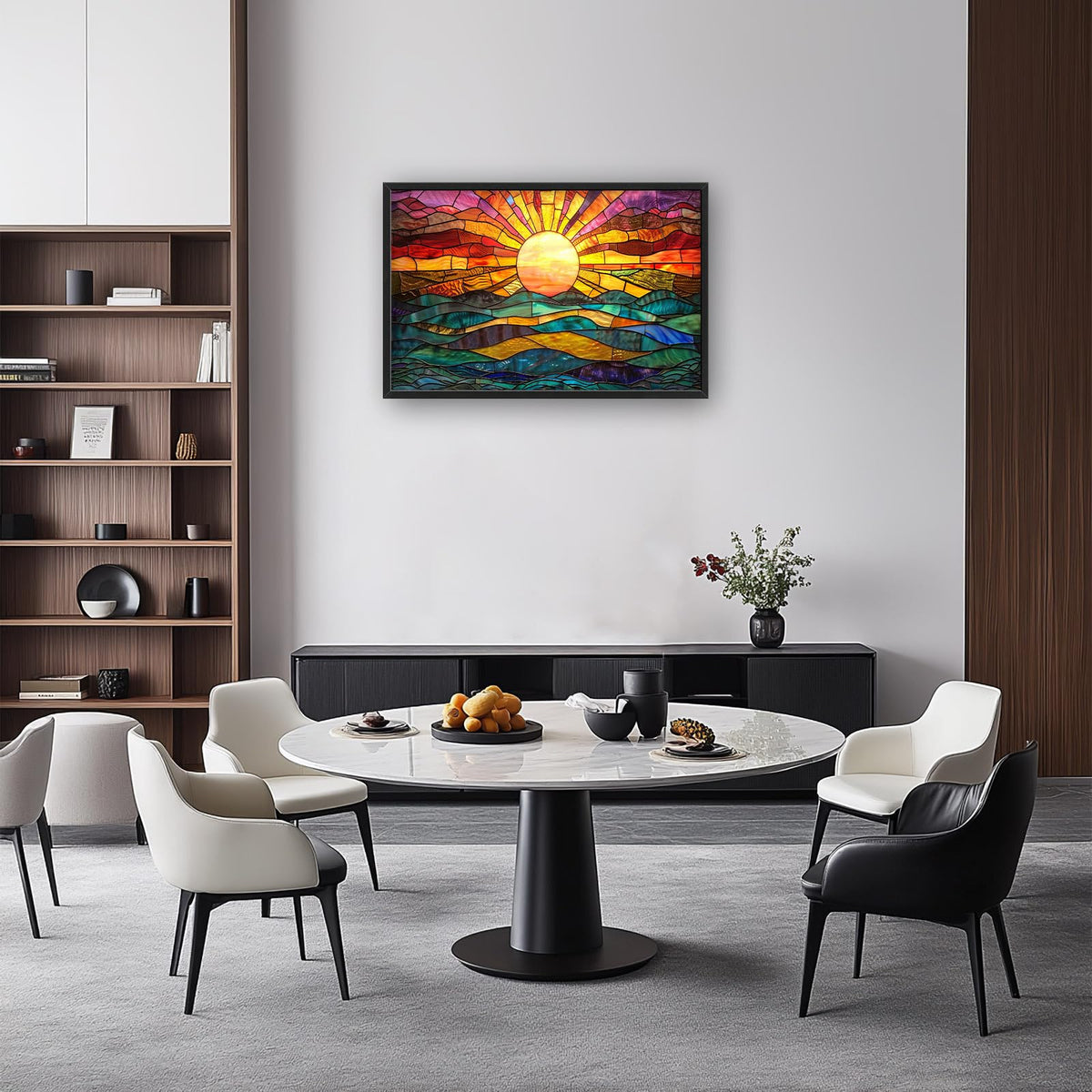 Boho Sun Large Wall Art Colorful Pictures Abstract Geometric Sun Sunset Sea Wall Decor Modern Canvas Print Painting Artwork for Bathroom Living Room Bedroom 36L x 24W (Boho Colorful Sun / 36"L x 24"W)