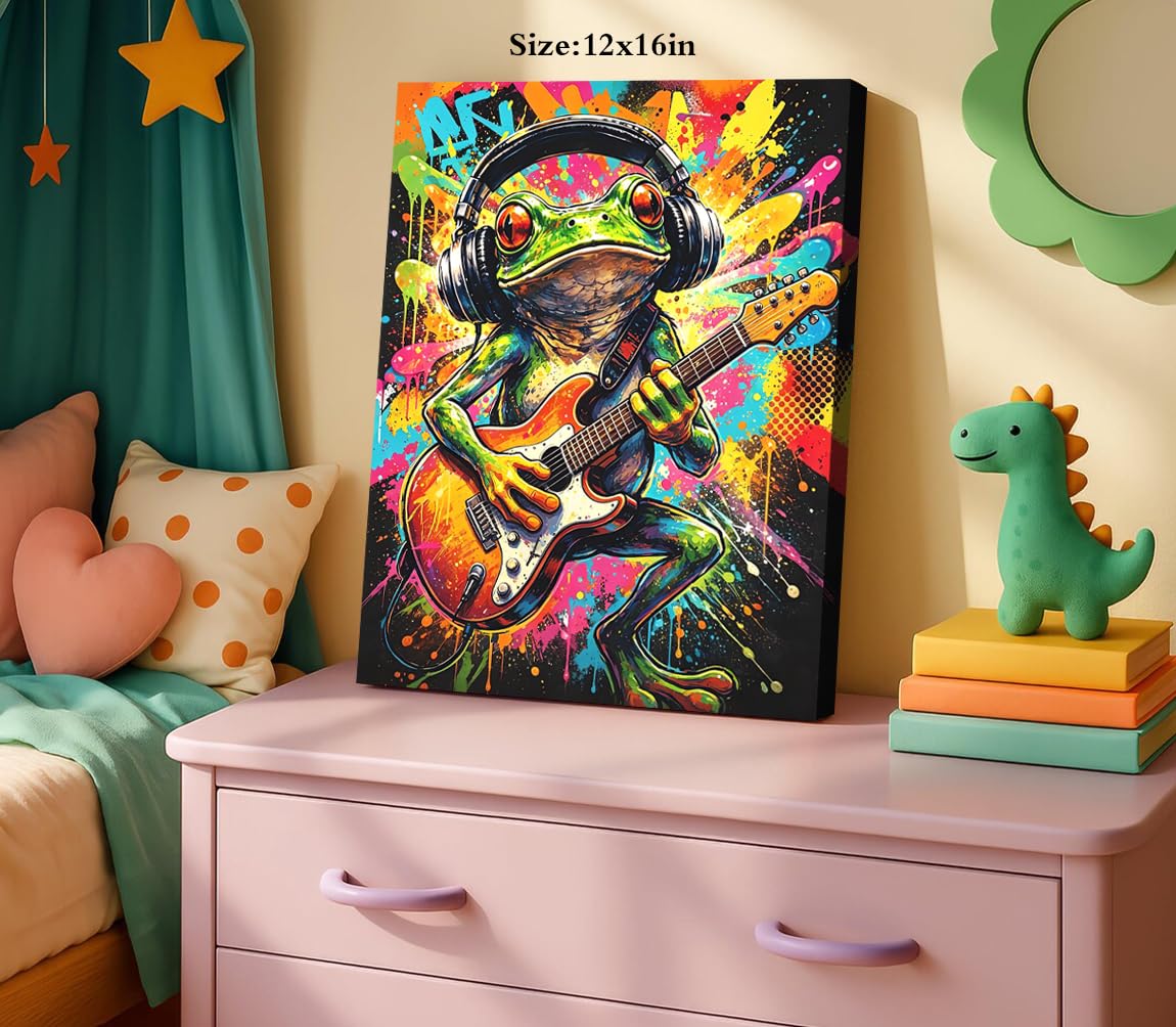 Graffiti Animals Playing Music Canvas Wall Art Funny Frog Pictures Wall Art (Graffiti Canvas Prints Funny Frog Wall Art)