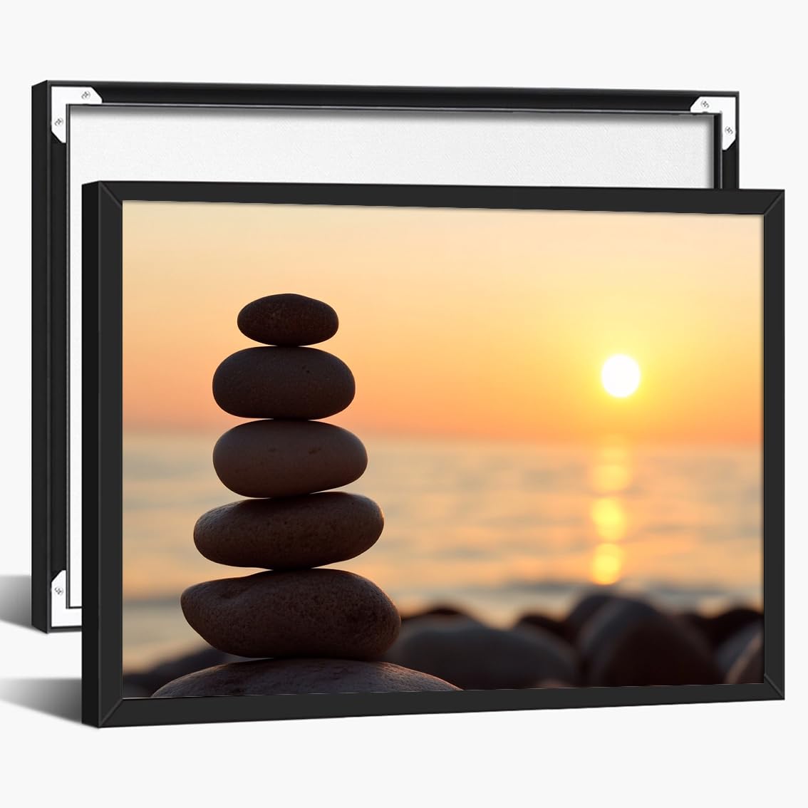 Minimalist Zen Sunset Wall Art (Black Aluminum Frame-2 / 11"L x 14"W)