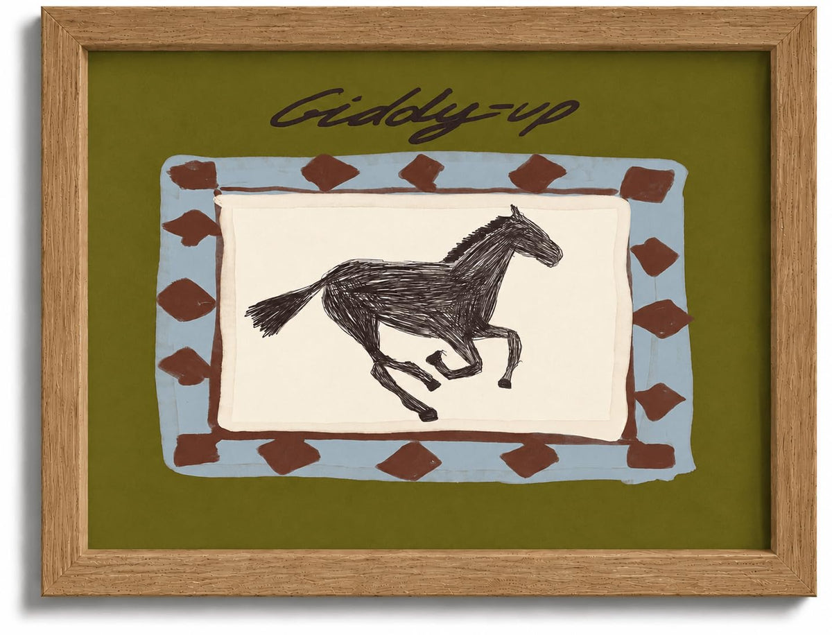 Vintage Western Horse Framed Wall Art (horse / 16"L x 12"W)