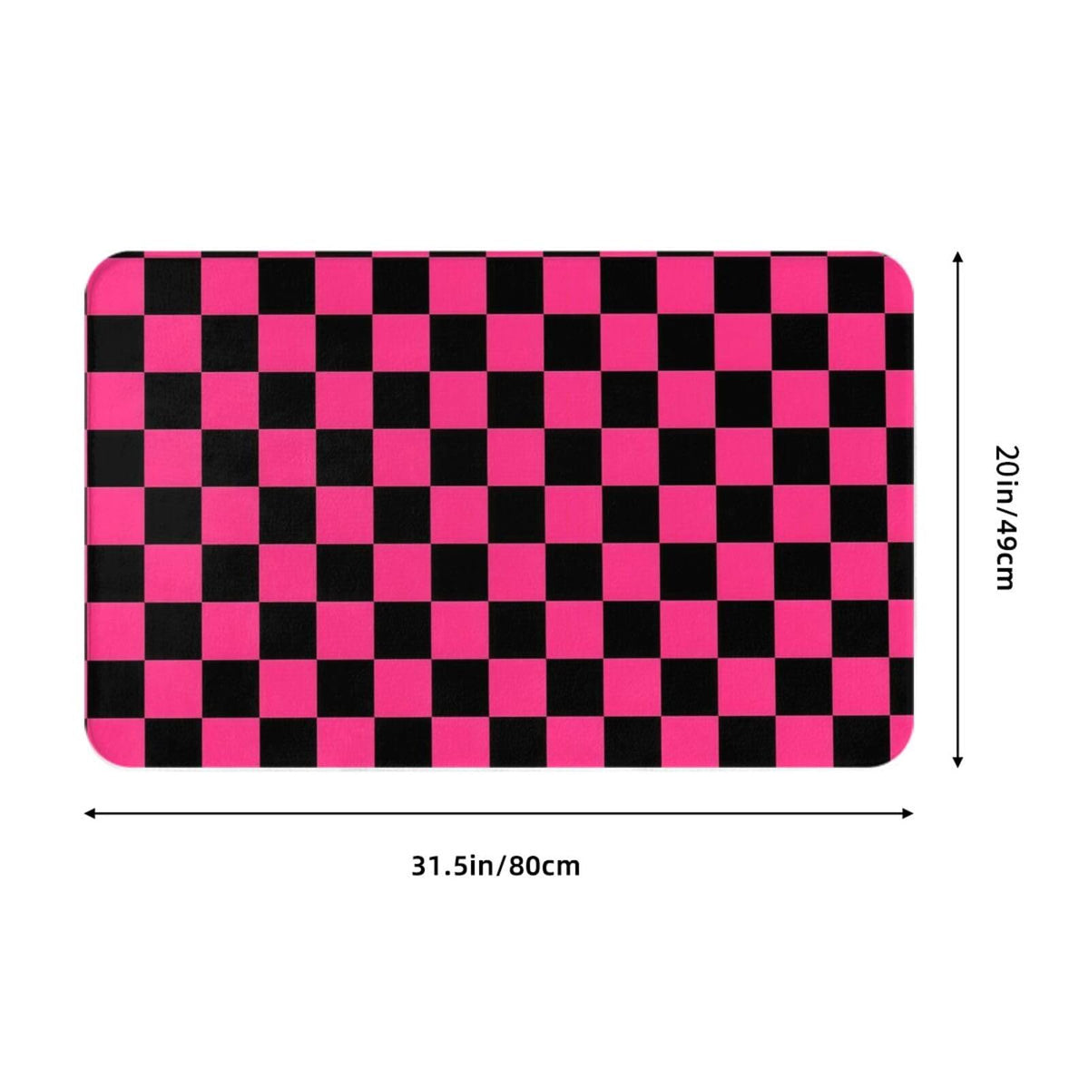 Pink Black Checkered Bath Mat Non (1'8" x 2'8" (Rectangular) / Pink Black Checkered)