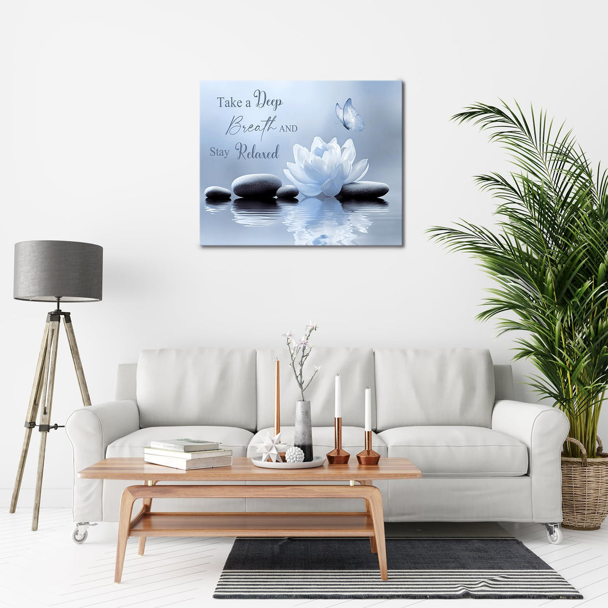 Zen Wall Art for Bathroom (16"L x 24"W / Blue)
