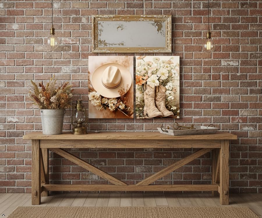 Cowboy Boots & Hat Canvas Wall Art Set (xiemao / 24"L x 16"W)