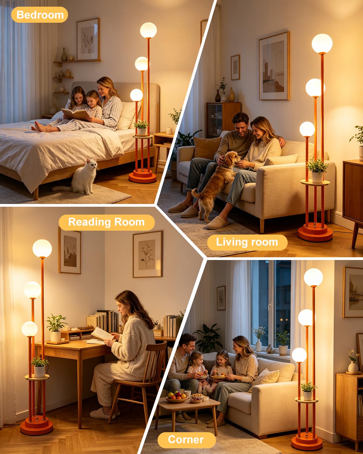 Orange Globe Floor Lamp 3 (A-Orange)