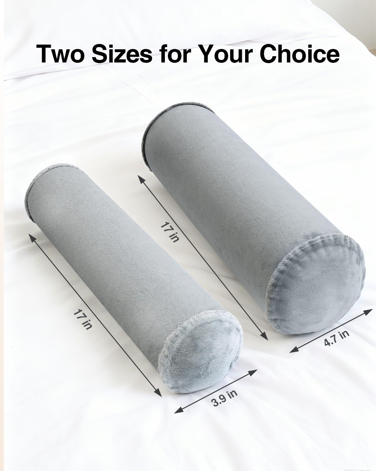 Inflatable Neck Roll Pillow for Sleeping (Grey-3.9" H)