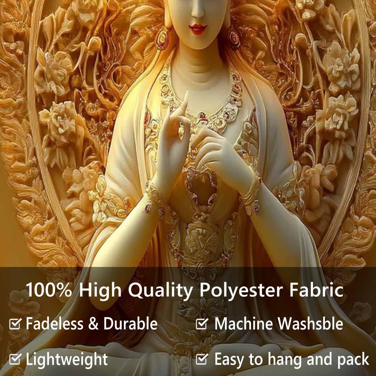 Sitting White Buddha Tapestry Wall Hanging Buddhist Statue With Flower Meditation Wall Decor Zen Art Psychedelic Indian Wall Blanket for Bedroom Living Room Home Decor (White / 59"L x 39"W)
