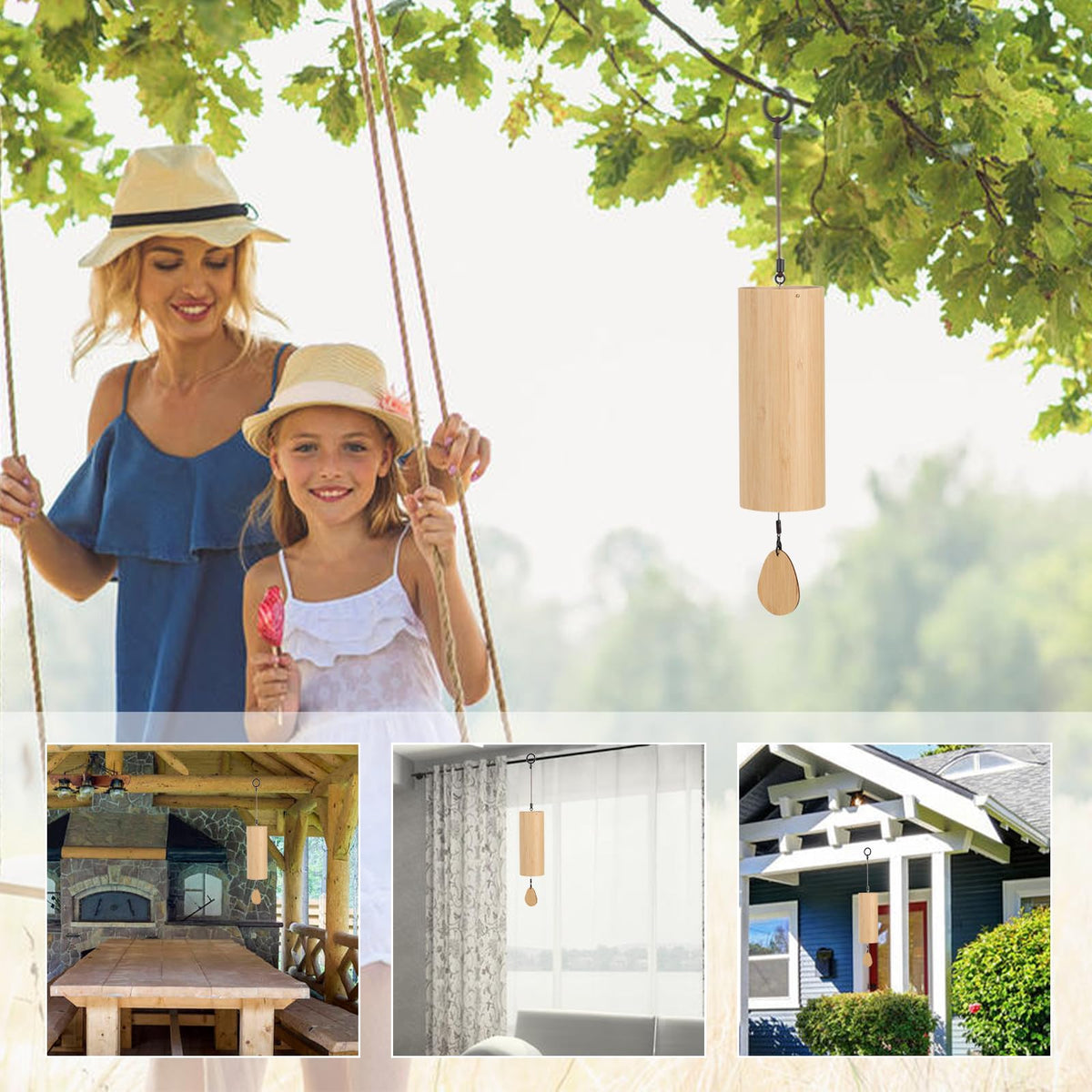 Bamboo Wind Chimes for Sound Healing Windchime for Meditation Home & Garden Decoration as Am