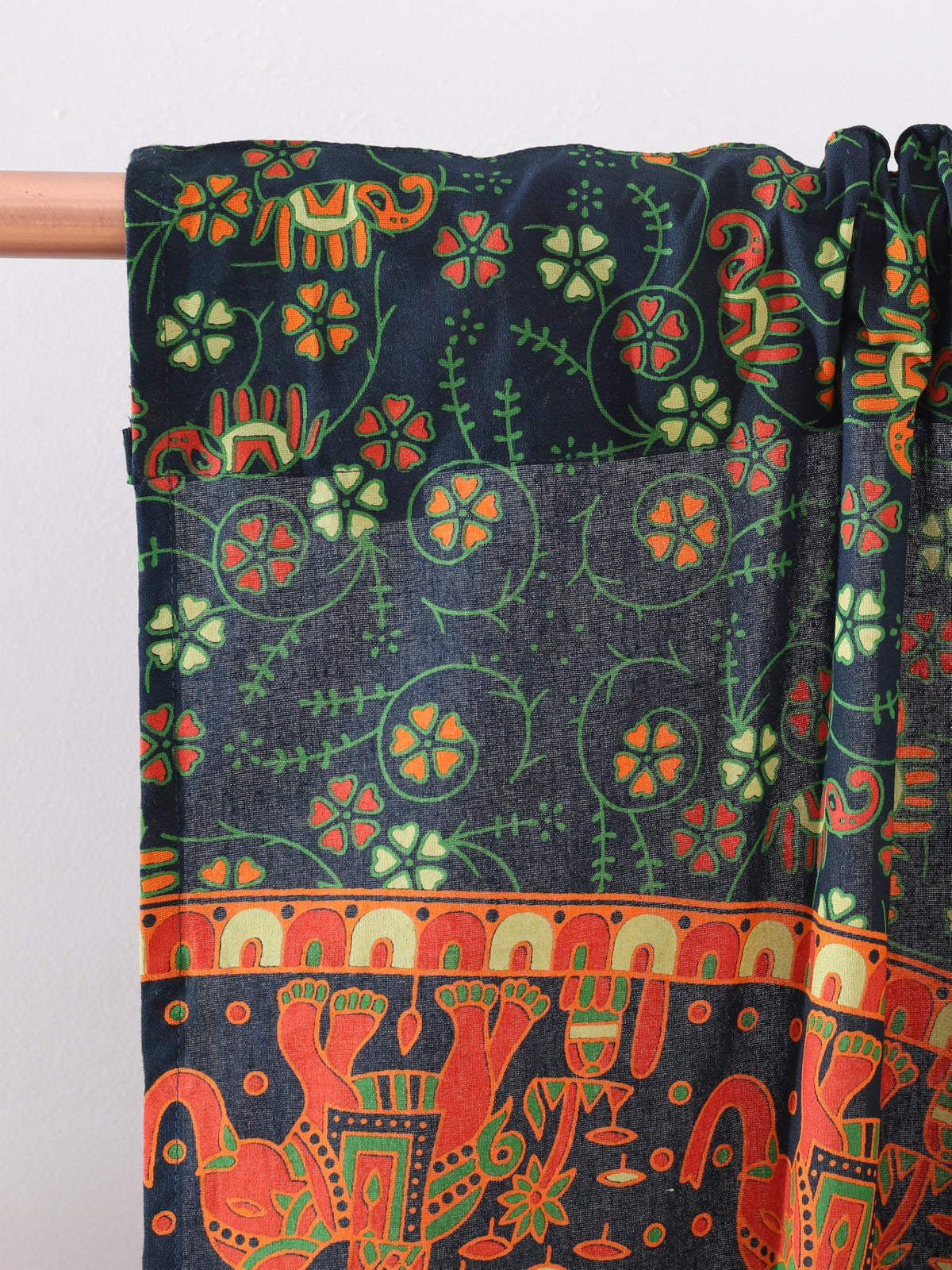 Indian Hippie Bohemian Beautiful Elephant Peacock Mandala Curtain Panels Olive Green (38"W x 83"L (Pack of 2) / Olive Green)
