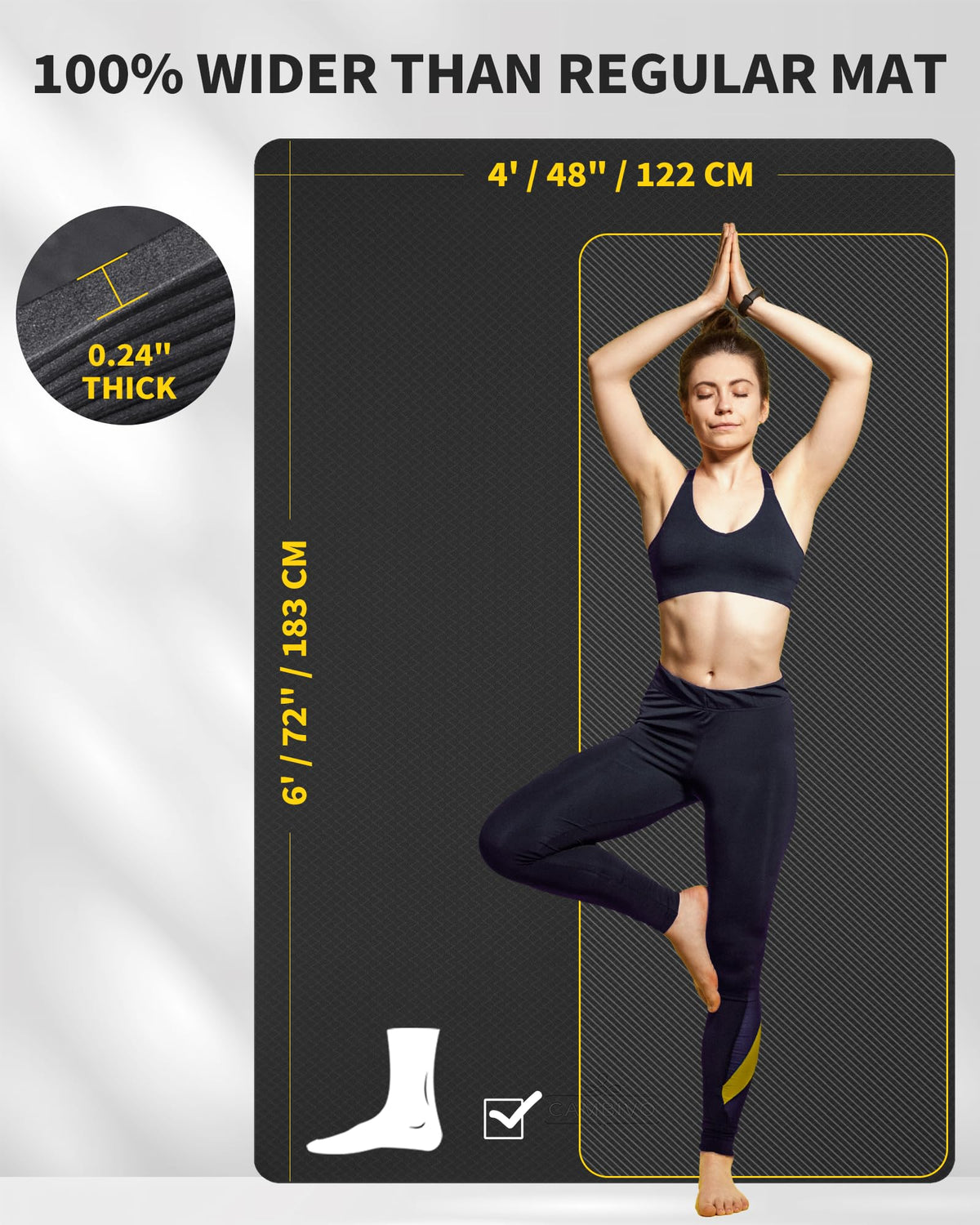 Large Yoga Mat (BLACK / 6mm)