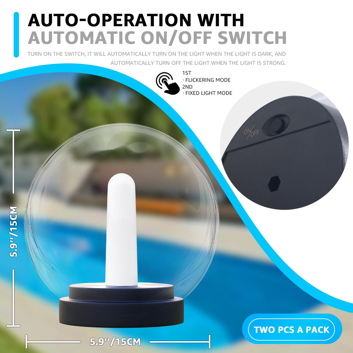 2 Pack Solar Floating Pool Lights Ball Solar Powered Flickering that Float Candles Lights Outdoor Water (Ivory)