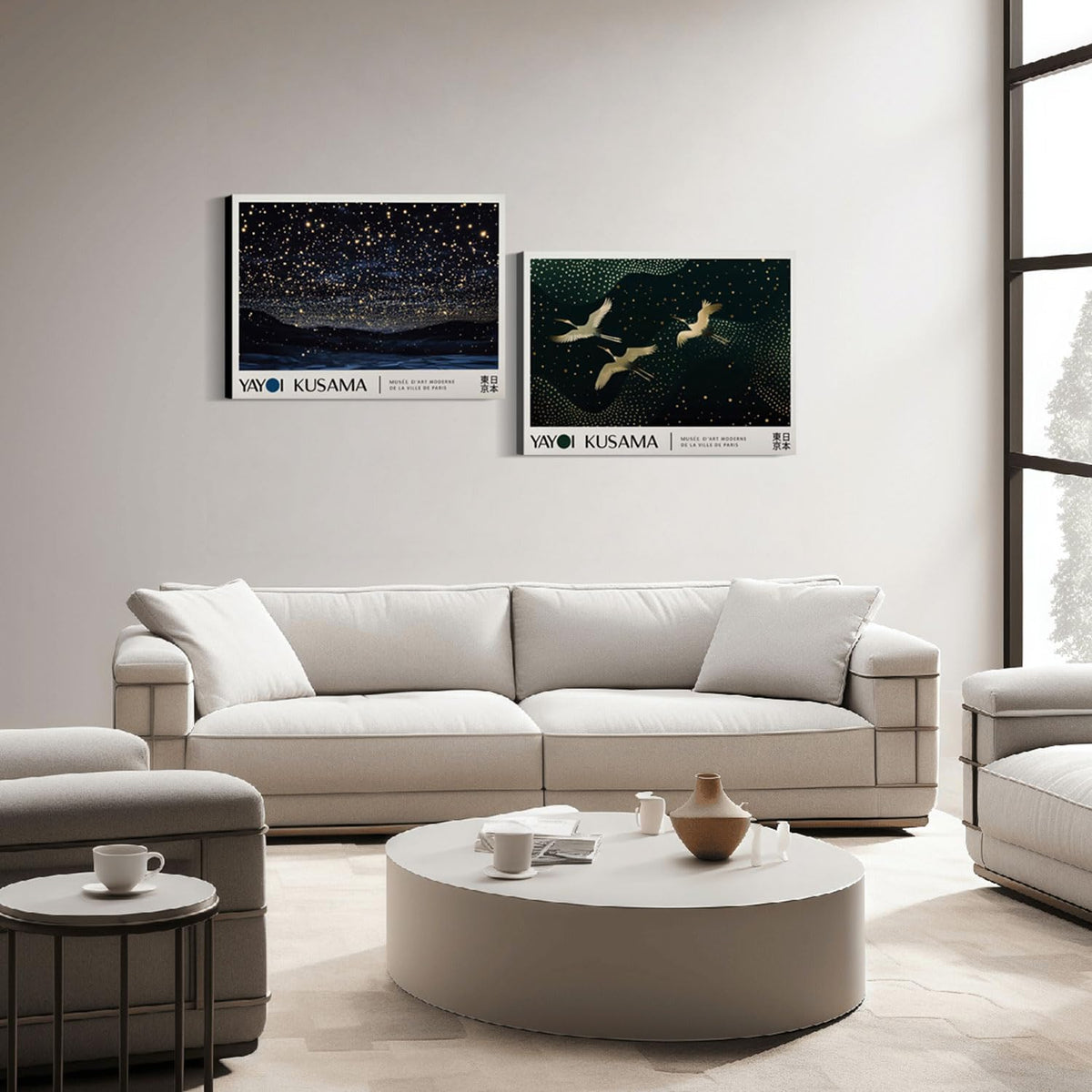Japanese Wall Art Starry Sky Flying Cranes Picture Canvas Print 12x16 Inch (Black Starry Sky / 16"L x 12"W)
