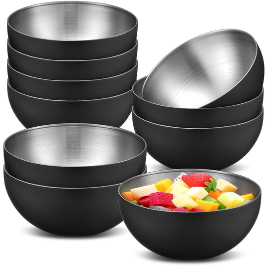 10 Pcs 5.9 Inch Black Bowls Stainless Steel Esthetician Facial Bowls (5.9 Inch / Black)