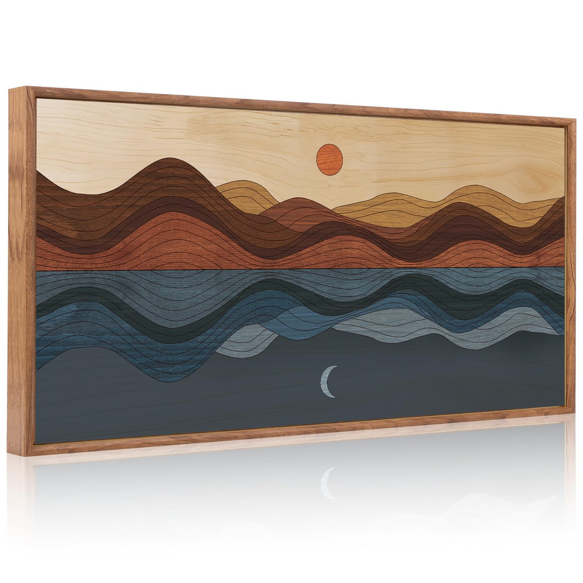 Framed Canvas Wall Art for Bedroom (Moon and Sun / 40"L x 20"W)