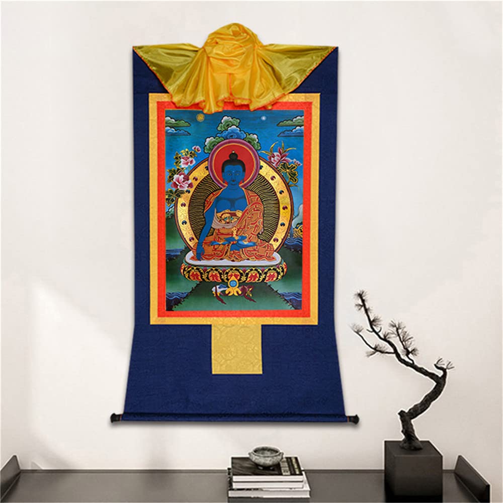 Akshobhya Thangka Tibetan Thangka Art (Akshobhya / 25.2"L x 18.5"W)
