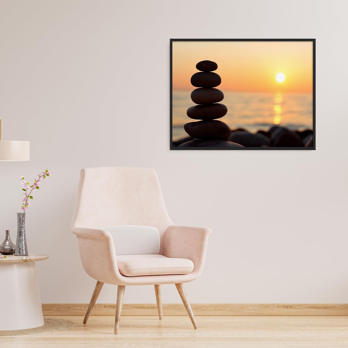 Minimalist Zen Sunset Wall Art (Black Aluminum Frame-2 / 12"L x 16"W)
