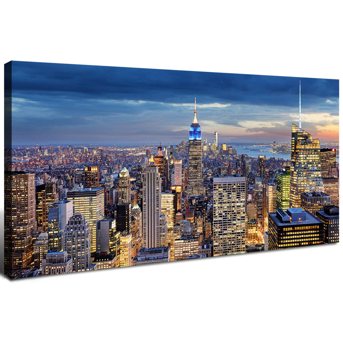New York City Wall Art NYC Skyline Pictures Wall Decor for Office Living Room Manhattan Skyline Poster Modern Skyscraper Canvas Prints New York City Building Scenic Cityscape Artwork Decoration 20x40" (40"L x 20"W / NewYork)