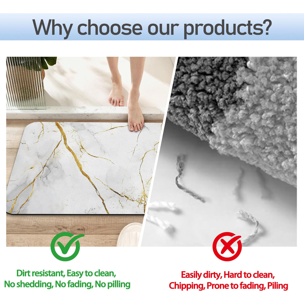 Platinum Marble Bathroom Rug 29.5"x17" (Platinum Marble Texture)