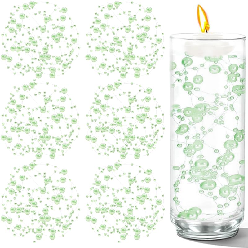 50 PCS Artificial Floating Beads for Centerpieces Vases (Lightgreen / 8+3mm(50pcs))