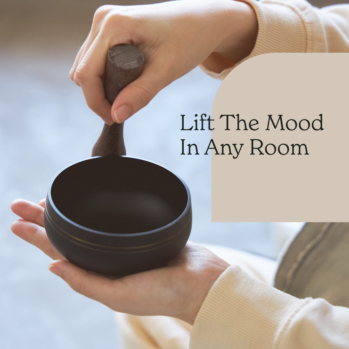 Mindful & Modern Tibetan Singing Bowl Set (Black)